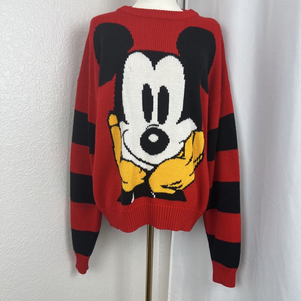 VTG Mickey & Co‎ Sweater Adult Large Red Knit Mickey Mouse 90s Disneycore Retro